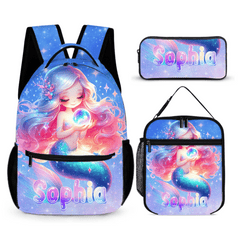 🧜‍♀️ Personalized Mermaid Backpack Set for Girls，Kids/Toddlers Bookbag for Kindergarten & Elementary - OLESA