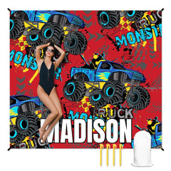 Personalized Monster Truck Name Custom Beach Mat - OLESA