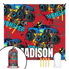 Personalized Monster Truck Name Custom Beach Mat - OLESA
