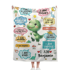 Personalized Name Custom Cartoon Dinosaur Blanket - Gift for Grandchildren - OLESA