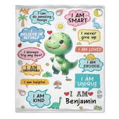 Personalized Name Custom Cartoon Dinosaur Blanket - Gift for Grandchildren - OLESA