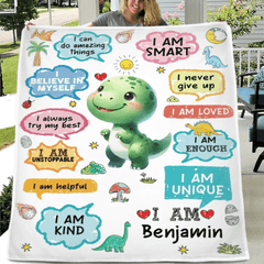 Personalized Name Custom Cartoon Dinosaur Blanket - Gift for Grandchildren - OLESA