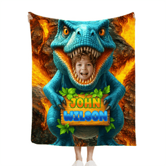 Personalized Name Custom Face Custom Dinosaur Shell Blanket - OLESA