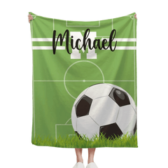 Personalized Name Custom Kids Soccer Blanket - Gifts for Kids Who Love Soccer - OLESA