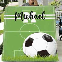 Personalized Name Custom Kids Soccer Blanket - Gifts for Kids Who Love Soccer - OLESA