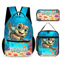 Personalized Name Customized Ocean Turtle Backpack - School Season Gift for Kids - OLESA