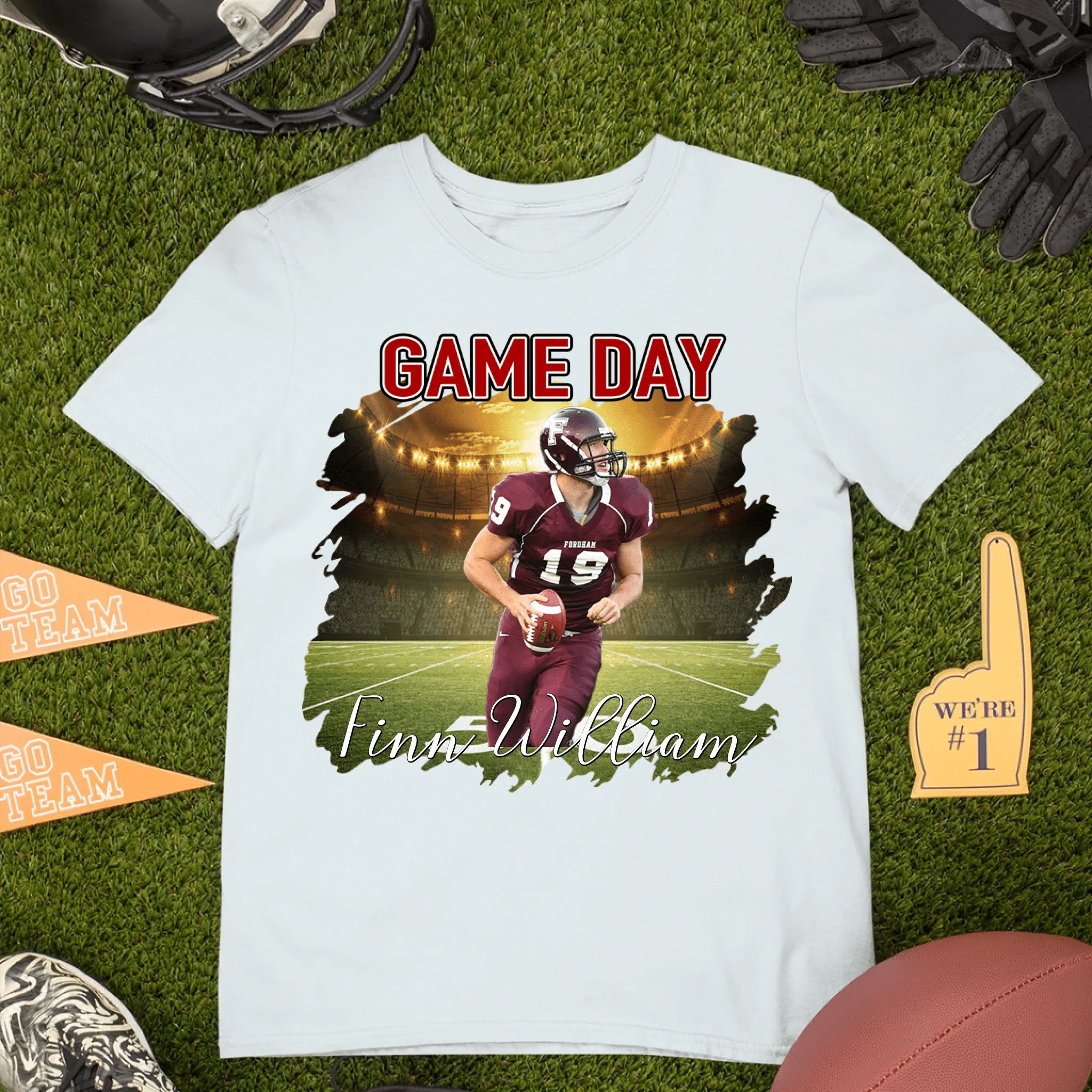 Personalized Photo Customized Name Customized Custom Team Name - Football Game Day Personalized T-Shirts - Gifts for Football Fans - OLESA