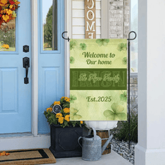 Personalized St. Patrick's Day Irish Shamrock 4 - Leaf Garden Flag with Text St. Patrick's Day Gifts for the Family - OLESA