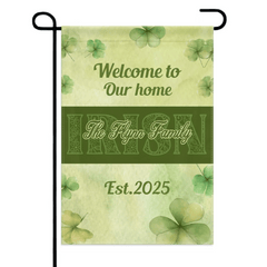 Personalized St. Patrick's Day Irish Shamrock 4 - Leaf Garden Flag with Text St. Patrick's Day Gifts for the Family - OLESA