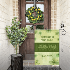 Personalized St. Patrick's Day Irish Shamrock 4 - Leaf Garden Flag with Text St. Patrick's Day Gifts for the Family - OLESA