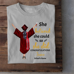 Personalized T-shirt Graduation Girl - She Did It - OLESA
