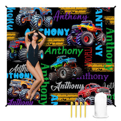 Personalized Truck Custom Name Beach Mat - Car Beach Mat Gift For Student - OLESA