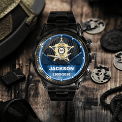 Personalized US Police Badge Custom Name And Time Watch - OLESA