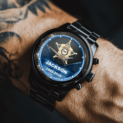 Personalized US Police Badge Custom Name And Time Watch - OLESA