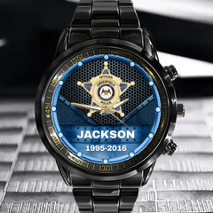 Personalized US Police Badge Custom Name And Time Watch - OLESA