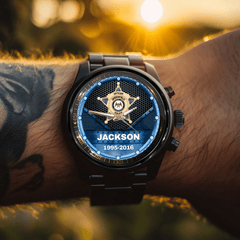Personalized US Police Badge Custom Name And Time Watch - OLESA