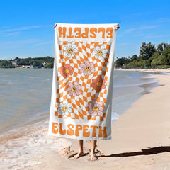 Personalized Vintage Beach Towel Name Custom Bath Towel - OLESA