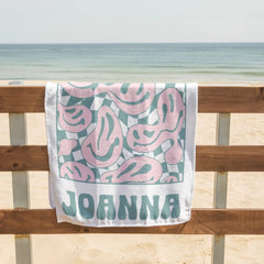 Personalized Vintage Beach Towel Name Custom Bath Towel - OLESA