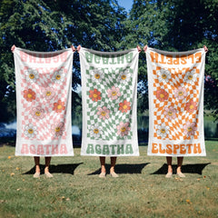 Personalized Vintage Beach Towel Name Custom Bath Towel - OLESA