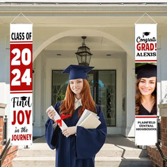 Personalized White Graduation Door Banner - Find Joy In The Journey - OLESA