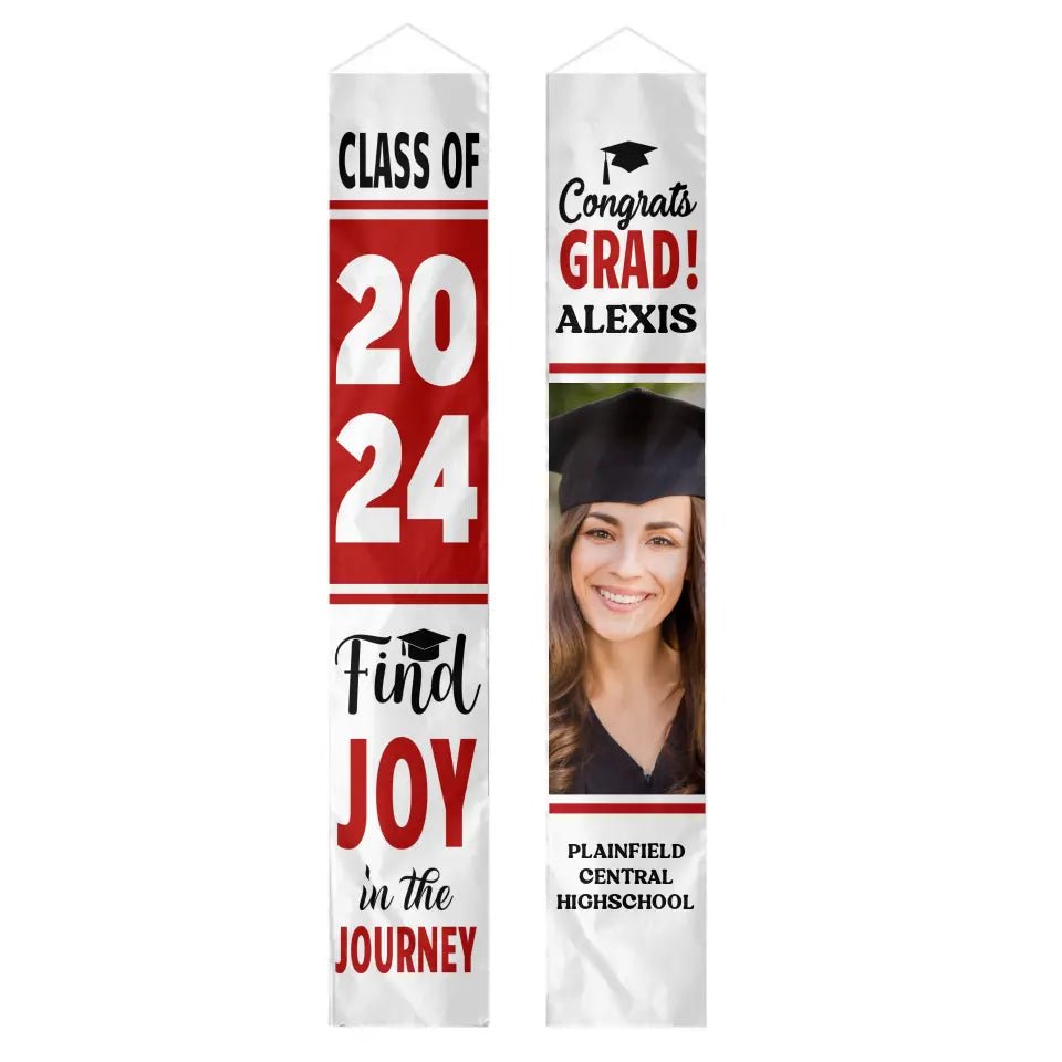 Personalized White Graduation Door Banner - Find Joy In The Journey - OLESA