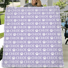 Pet Paw Print Blanket - Pet Name Custom Personalized Blanket - A Gift For Pet,Pet Lovers - OLESA