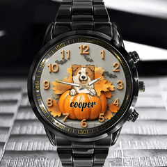 Pet & Pumpkin Customized Watch - Personalized Name And Pet - Halloween Gifts - OLESA