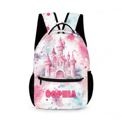 Pink Castle Name Customized Backpack - School Season Gift for Girls - OLESA