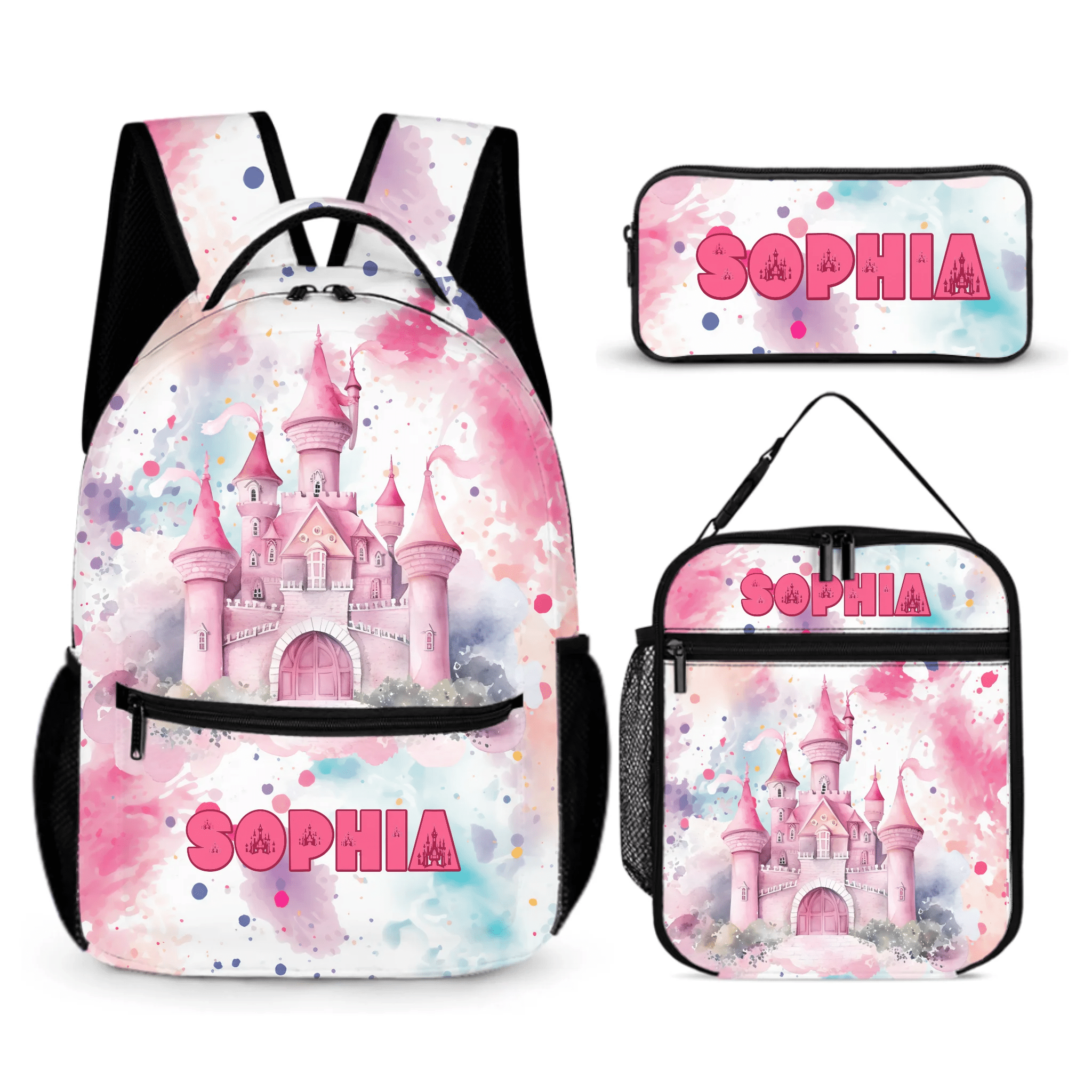 Pink Castle Name Customized Backpack - School Season Gift for Girls - OLESA