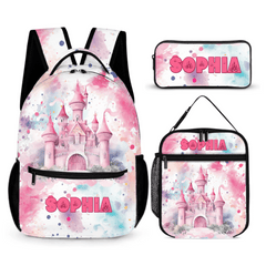 Pink Castle Name Customized Backpack - School Season Gift for Girls - OLESA