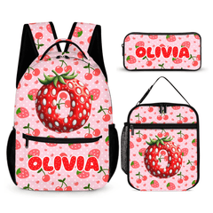Pink Strawberries - Personalized Backpack - Back - to - school Gift - OLESA