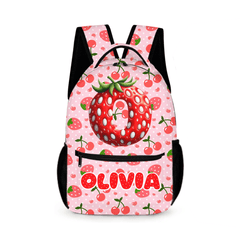 Pink Strawberries - Personalized Backpack - Back - to - school Gift - OLESA