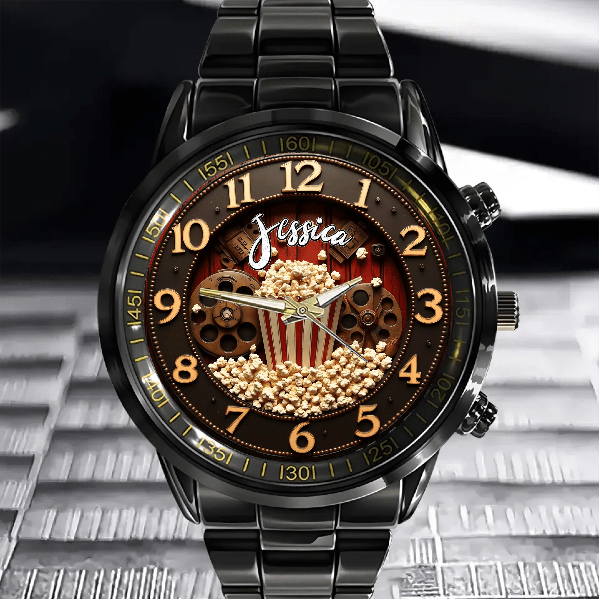 🍿&🎬Popcorn Movie Theater Customized Watch - Personalized Name - Artistic Gifts For Movie Lovers - OLESA