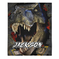 Powerful Dinosaur Customized Blanket - Personalized Name - Dinosaur Enthusiast Gift - OLESA