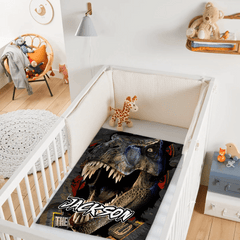 Powerful Dinosaur Customized Blanket - Personalized Name - Dinosaur Enthusiast Gift - OLESA