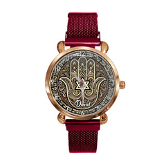 Protective Hamsa Watch – Custom Name Wristwatch with Hebrew Blessings, Perfect Jewish Gift - OLESA
