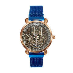 Protective Hamsa Watch – Custom Name Wristwatch with Hebrew Blessings, Perfect Jewish Gift - OLESA