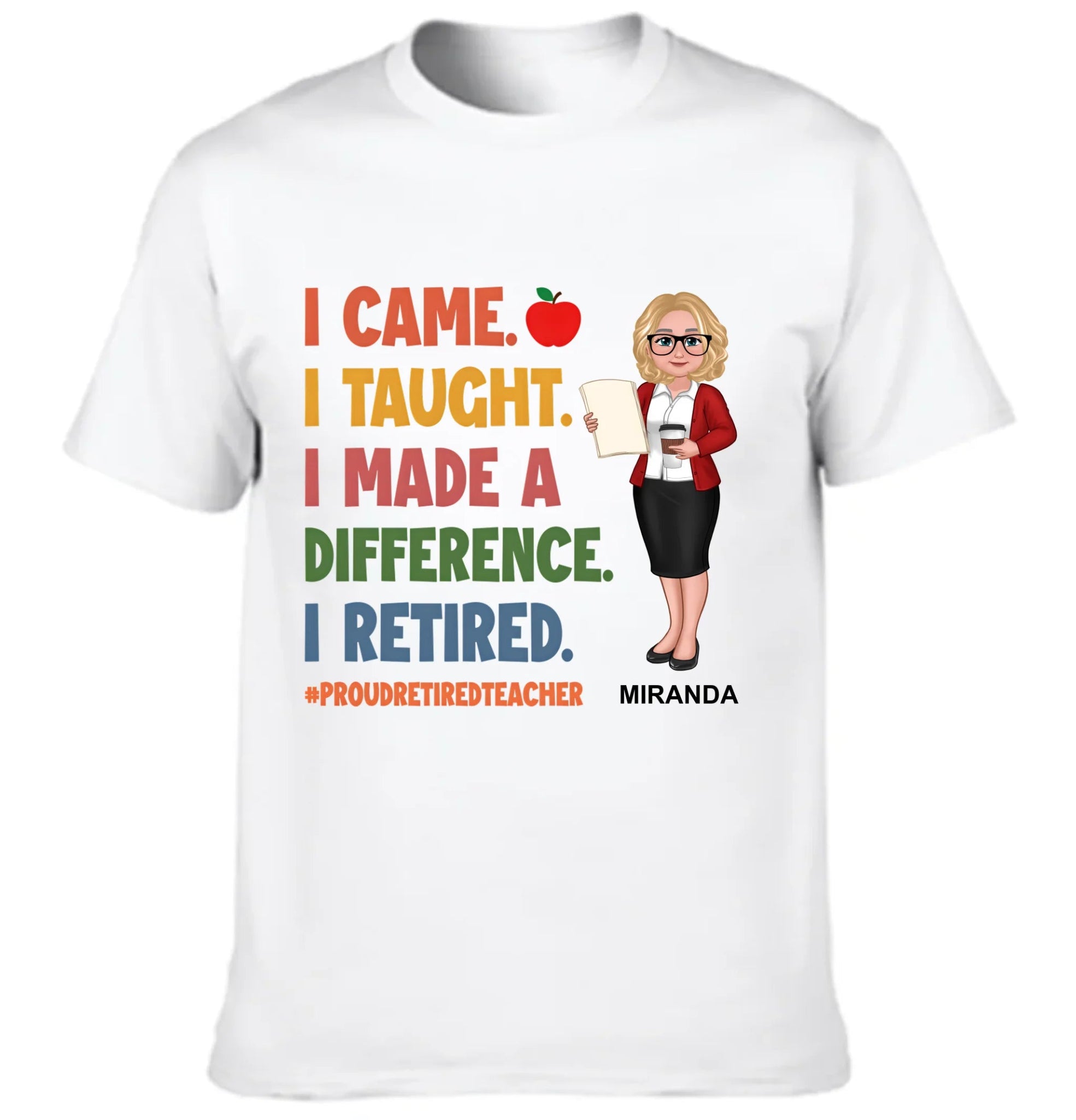 Proud Retired Teacher Customized Clothing - Personalized Cartoon Images Of Teacher - Retirement Teacher Gift - OLESA