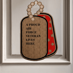 Proud Veteran Lives Here - Personalized Custom Branch Wood Sign - OLESA