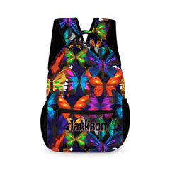 Psychedelic Butterfly Name Customized Backpack - School Season Gift For Kids - OLESA