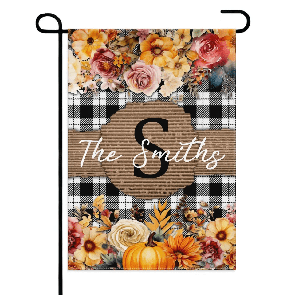 Pumpkins and Flowers - Personalised Halloween Double Sided Flag - Gifts for the Family - OLESA