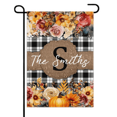 Pumpkins and Flowers - Personalised Halloween Double Sided Flag - Gifts for the Family - OLESA