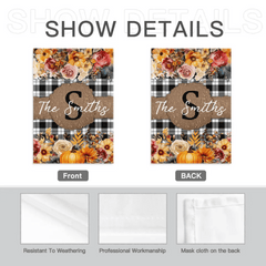 Pumpkins and Flowers - Personalised Halloween Double Sided Flag - Gifts for the Family - OLESA