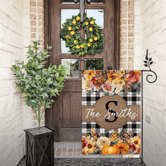 Pumpkins and Flowers - Personalised Halloween Double Sided Flag - Gifts for the Family - OLESA