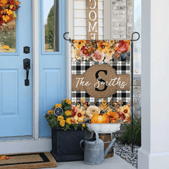 Pumpkins and Flowers - Personalised Halloween Double Sided Flag - Gifts for the Family - OLESA