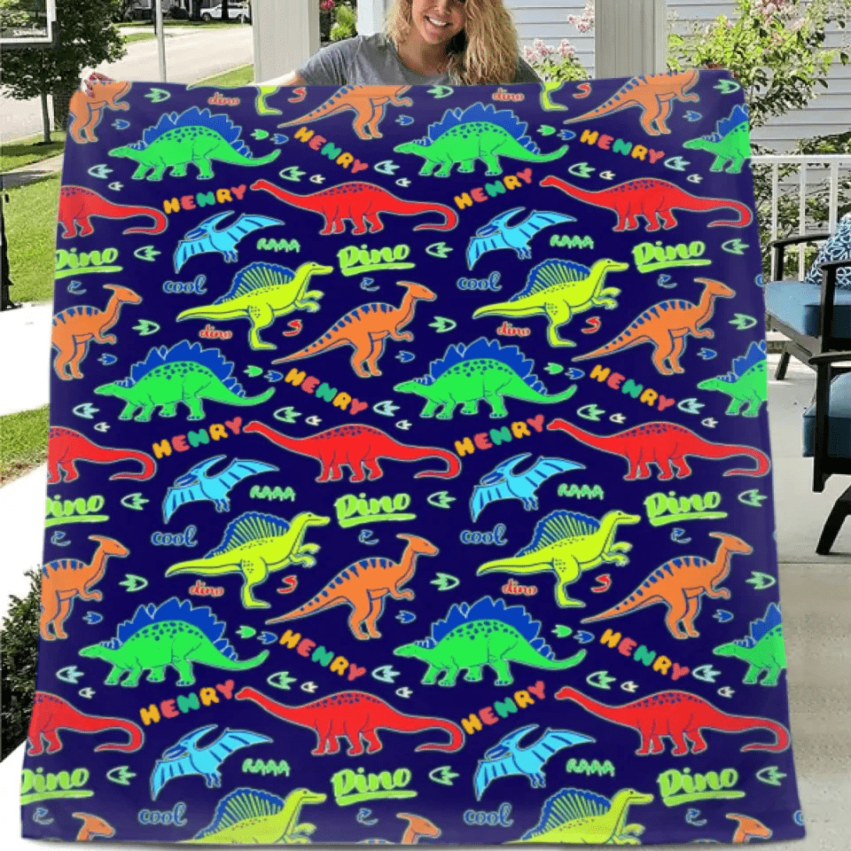 Raaa! Cool Fluorescent Cartoon Dinosaur Blanket - Gift For Kids Who Love Dinosaurs! - OLESA