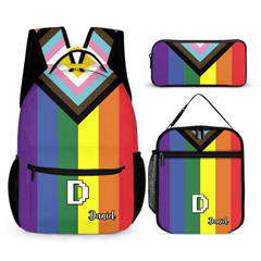 Rainbow Schoolbag - Personalized Name Backpack with Rainbow Print - Back - to - School Gift for Kids - OLESA