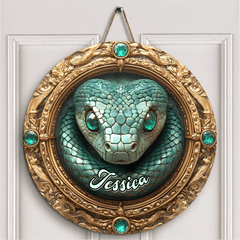Retro Gemstone Snake Customized Door Plate - Personalized Name - OLESA
