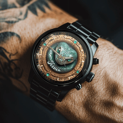 Retro Gemstone Snake Customized Watch - Personalized Name - OLESA