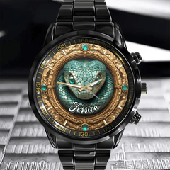 Retro Gemstone Snake Customized Watch - Personalized Name - OLESA